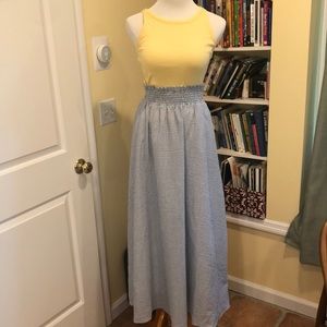 Seersucker smocked waist maxi skirt | ball skirt